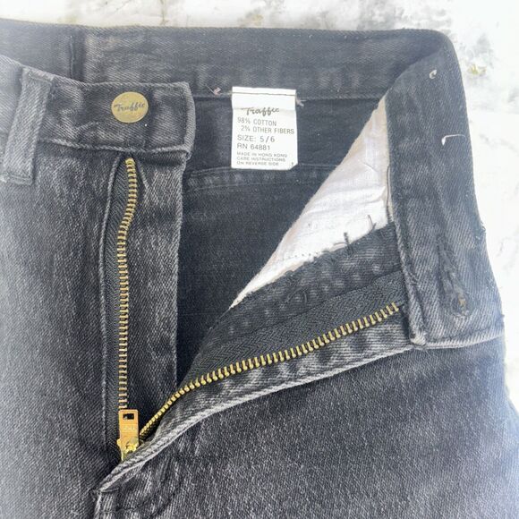 VTG Vintage Traffic Jeans Black 5 Pocket Retro Tapered Leg Rock Size 5/6 - Picture 10 of 16